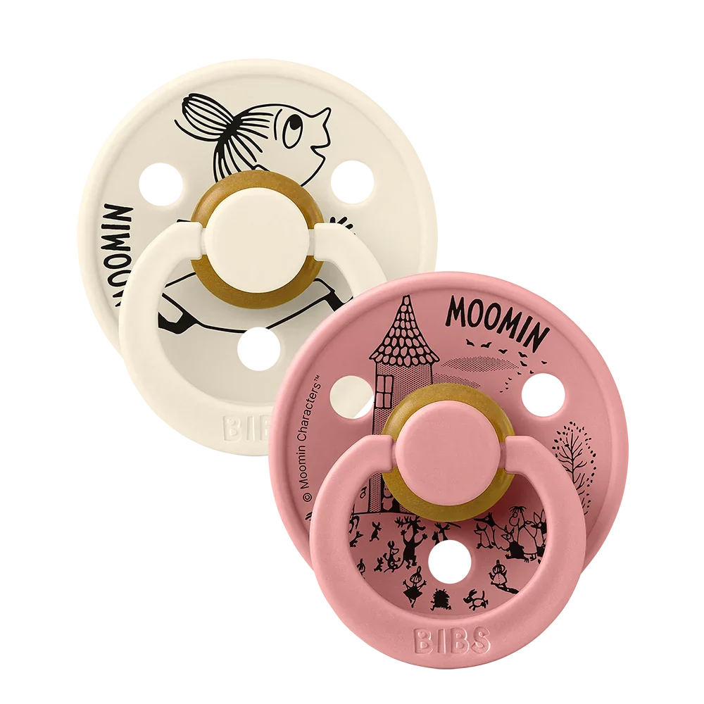 BIBS x Moomin Colour tutti 2-pack (koko 1), luonnonkumi - Ivory/Dusty Pink