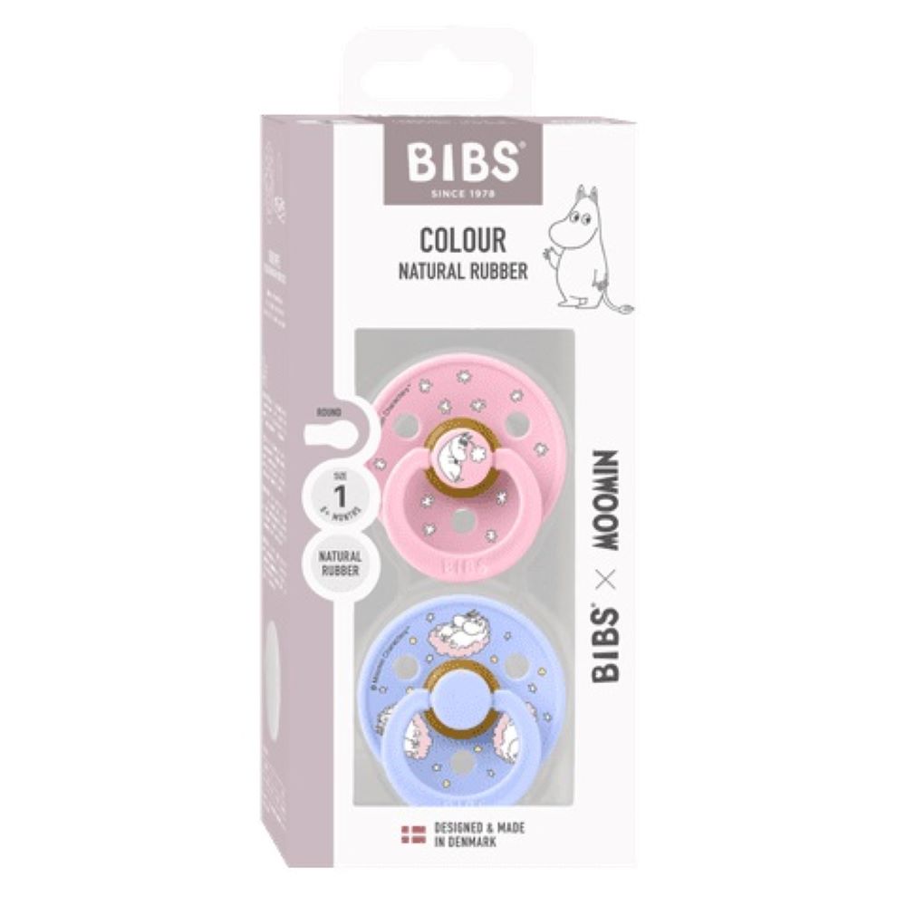 BIBS x Moomin Colour tutti 2-pack (koko 1), luonnonkumi - Baby Pink Mix