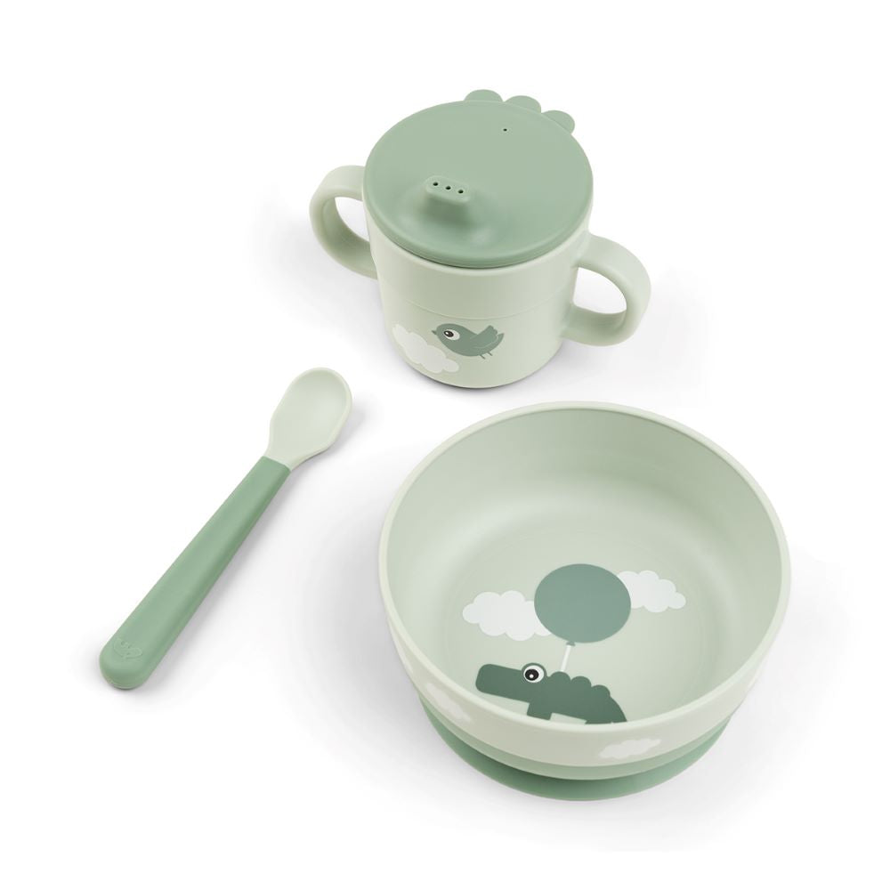 DONE BY DEER Foodie First meal ruokailusetti Happy Clouds - Green