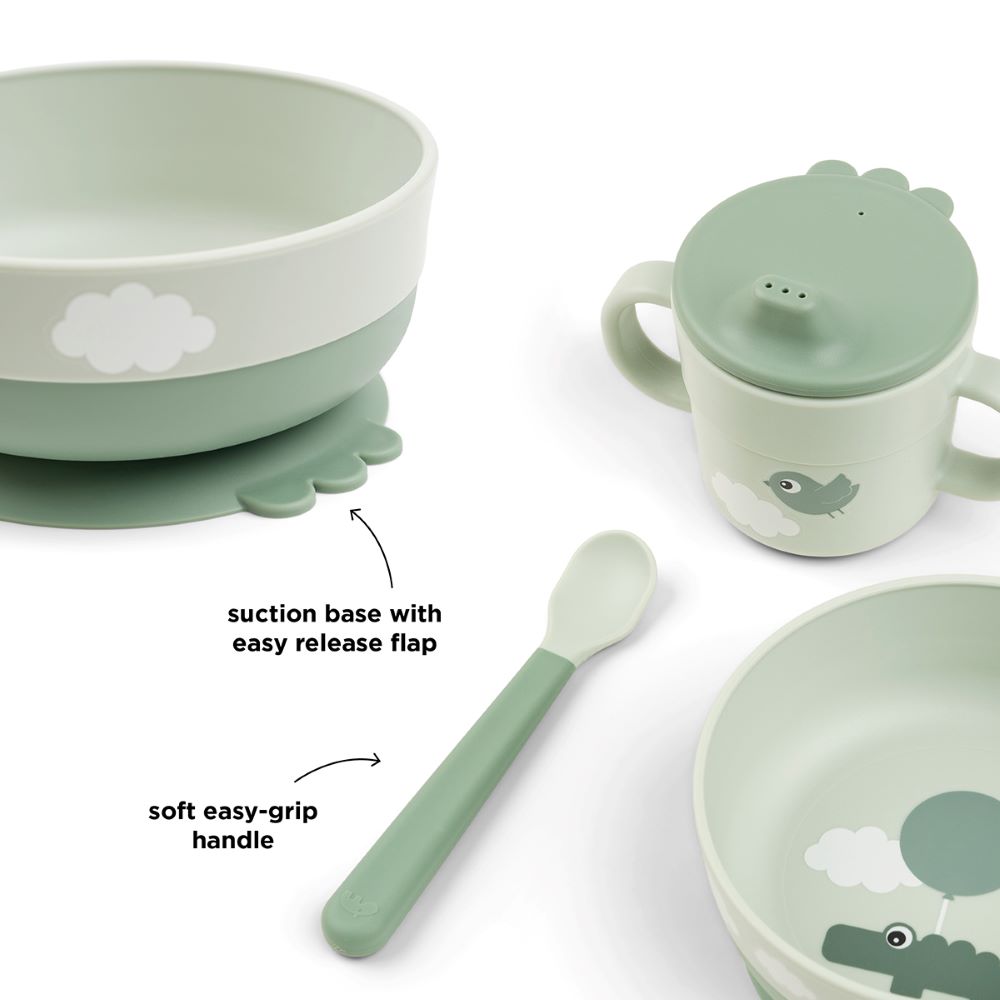 DONE BY DEER Foodie First meal ruokailusetti Happy Clouds - Green