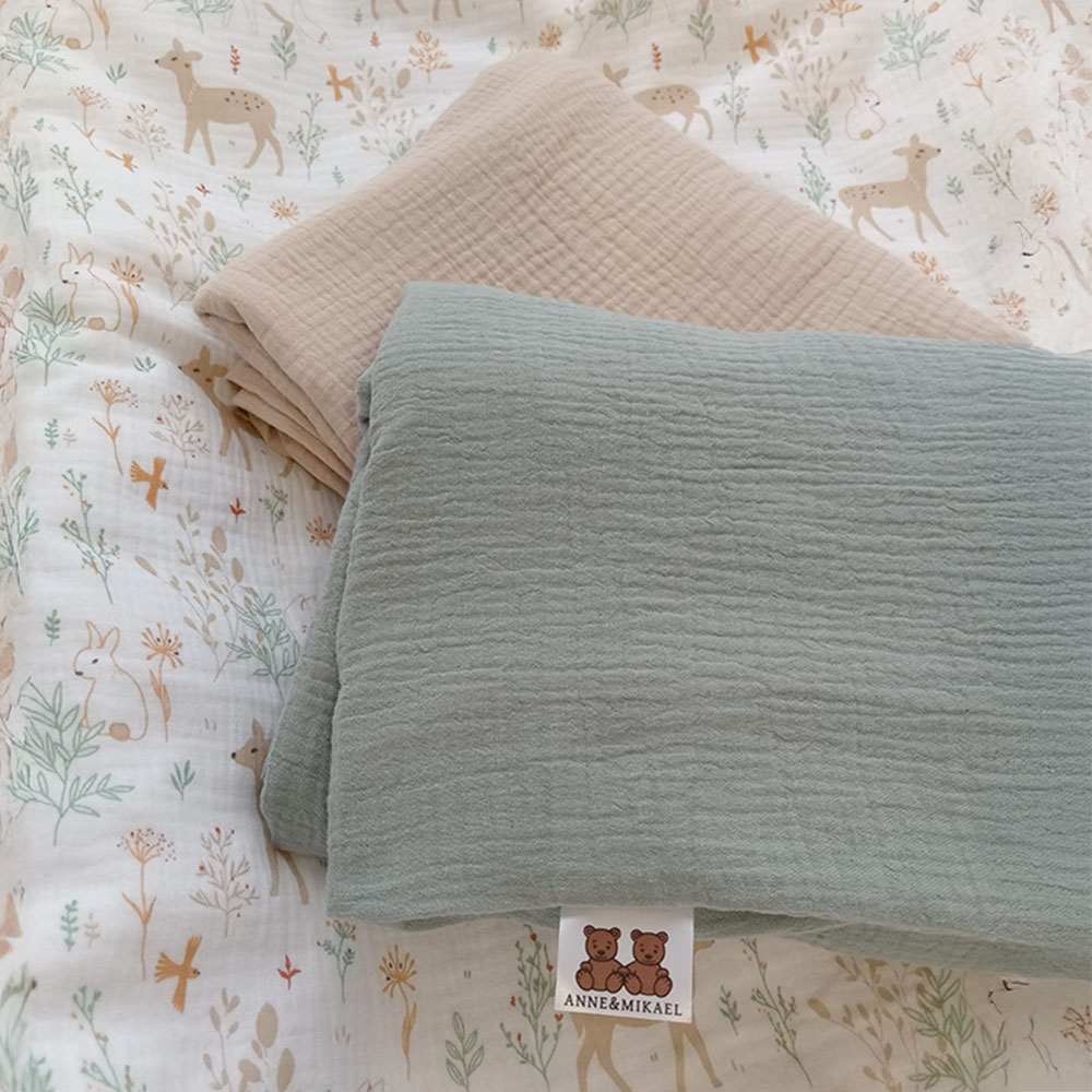 Anne&Mikael harsopussilakanat, salvia ja beige. 