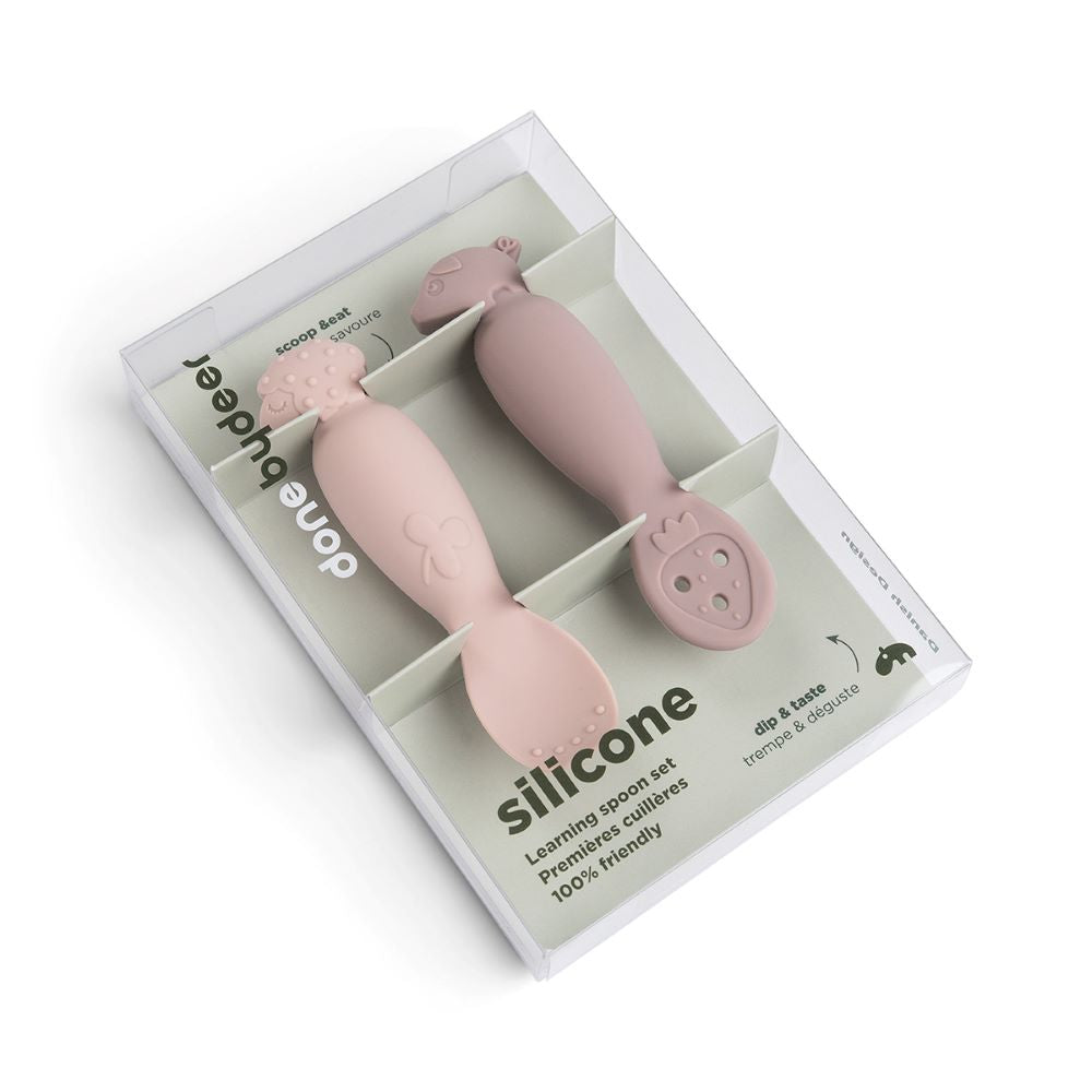 DONE BY DEER Silikoniset ensilusikat 2-pack Tiny Farm - Powder