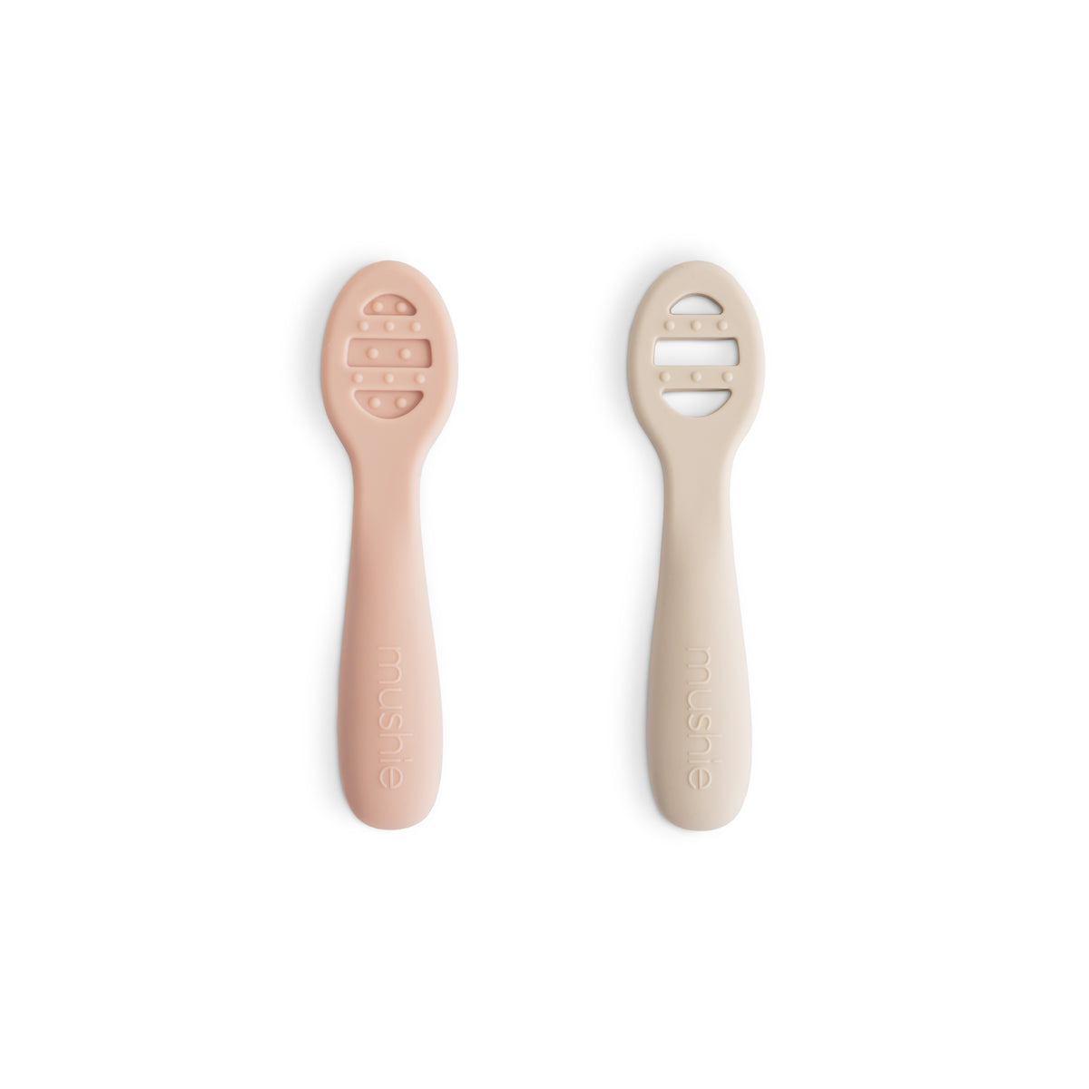 MUSHIE Silikoniset ensilusikat 2-pack - Blush/Shifting Sand